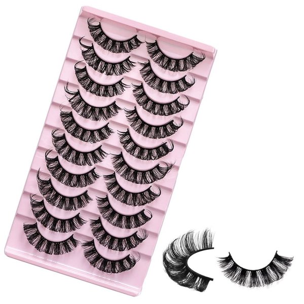 10 Pairs 3D Russian Strip Lashes, DD Curl False Eyelashes, Natural Look Reusable Fluffy Natural Super Volume False Lashes Eyelashes Extensions