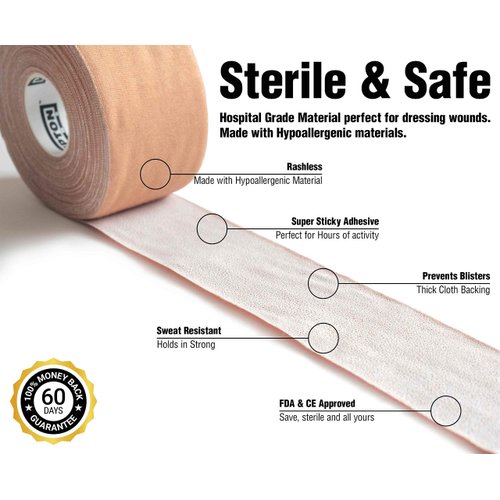 Hampton Adams (2 Pack) Strapping Tape - for Blister Prevention & Knee or Feet Taping for Backpacking Walking Running Hiking Trail Climbing in Shoes or Socks