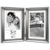 Malden International Designs Concourse Pewter Metal Hinged Picture Frame, Double Vertical, 2-5x7, Silver