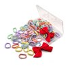 100Pcs Multicolor Elastic Hair Ties and 2 Pcs Red Bow Hair Clip, Baby Hair Ties No Damage Small Hair Ponytail Holder,1.0inch Mini Rubber Bands Accessories for Girls Kids Women