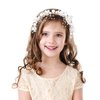 TIOSRU Flower Girl Headpiece, Pearl Headband for Girls Gold Flower Girl Hair Accessory Wedding Headpiece for Bride Alloy Floral Bridal Headband Wedding Prom Photography for Girls and Women