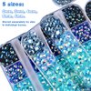 Kikonoke 5 Boxes Nail Art Rhinestones Kit 3D Flatback Jelly Crystal Gems Diamantes Design for Crafts Face Clothes Glass Decorations DIY (Blue)
