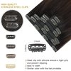 FUBILI Clip in Hair Extensions Ombre Remy Hair Extensions Clip in Human Hair Dark Brown to Chestnut Brown Double Weft Balayage Real Human Hair Full Head Silky Straight 18 Inch 7pcs 120g
