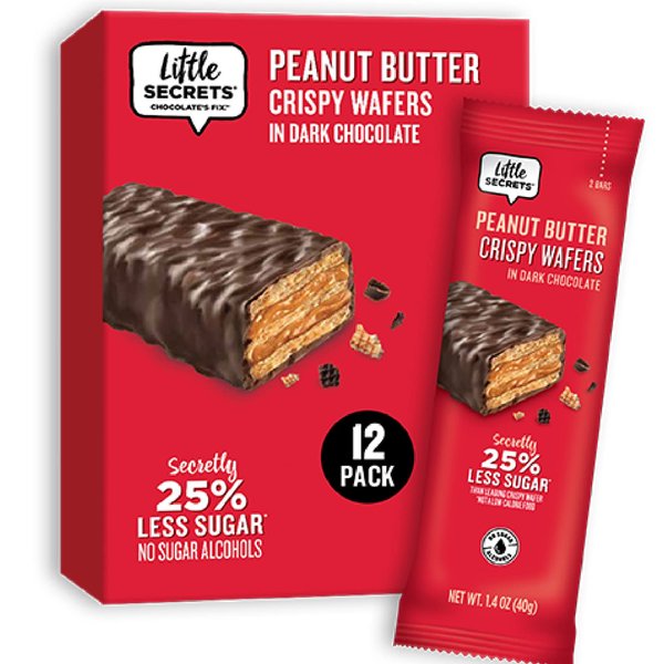 Little Secrets | Crispy Wafers | 30% Less Sugar | Guilt-Free | Nothing Artificial (Peanut Butter & Dark Chocolate, 12-Pack (12 Full Size Bars))