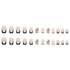 Press on Nails Medium Square Fake Nails Black French Tip False Nails with Designs Black Heart Full Cover Acrylic Stick on Nails Glossy Glue on Nails Reusable Nude Artificial Nails for Women 24pcs