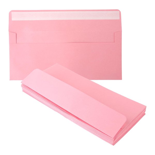 50 packs #10 Business envelopes, pink envelopes, self-sealing standard envelopes, suitable for personal and business, checks, mailing letters, invoices (41/8x9/2 inches)