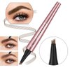 Magic Eyebrow Pencil, Waterproof Microblading Eyebrow Pen 4 Fork Tip Tattoo Pencil,Waterproof Eyebrow Pencil, Easily Create Natural-Looking Brows, Smudge-proof, Up to 24HR Wear (Light Brown)