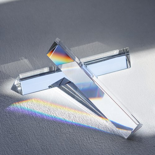 QFkris 2 Pack 6inch Crystal Optical Glass Triangular Prism Clear Triple Prism for Photography Effects Physics Teaching Light Spectrum Optics Kits,Clear