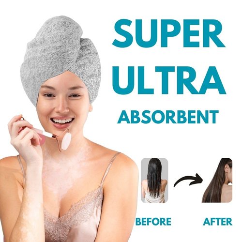 2PCS KIT Microfiber Hair Towel Wrap with Satin Shower Cap – Quick Dry, Anti-Frizz Super Absorbent Turban and Waterproof Reusable Bath Hat for Women, Adjustable Elastic Ideal for Curly and Long Hair