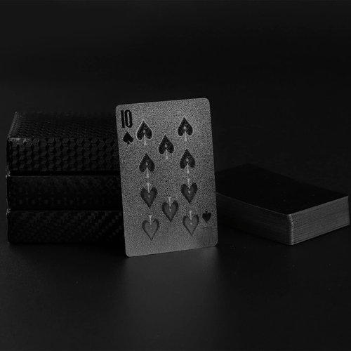 Joyoldelf Cool Black Foil Poker Playing Cards, Waterproof Deck of Cards with Gift Box, Use for Party and Game