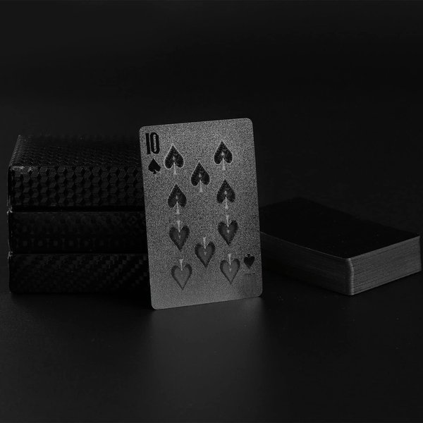 Joyoldelf Cool Black Foil Poker Playing Cards, Waterproof Deck of Cards with Gift Box, Use for Party and Game