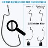 Offset Bass Fishing Hooks, 100pcs Wide Gap Worm Hooks 3X High Carbon Steel Bait Jig Fish Hooks for Bass Trout Saltwater Freshwater