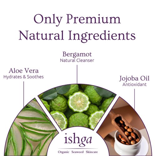 Ishga Facial Cleanser | Natural & Organic Skincare | Scottish Seaweed | For All Skin Types | Hydrating Cleansing Lotion for Face | Cocoa Butter, Jojoba Oil | Vegan, Cruelty-Free | 1.01fl oz (30ml)