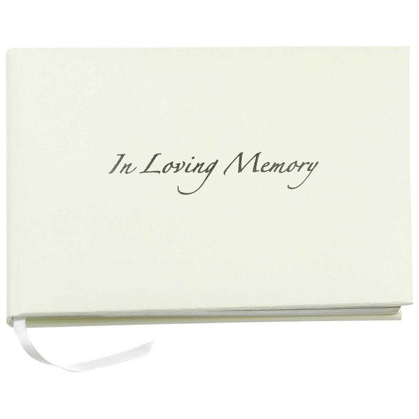 in Loving Memory Funeral Guest Book 192 Inner Pages | 2304 Lines for Message Entries | White Hardback Cover | Silver Gilt Edged Pages | Storage Box | Size: 8.9 x 6.7 inch