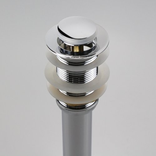 Polished Chrome Pop Up Sink Drain without Overflow, Bathroom Faucet Vessel Vanity Sink Drain Stopper