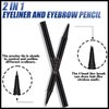Black Mascara Eyeliner Set, Gray Eyebrow Pencil 2-in-1 Dual-headed Eyebrow Pen with 4-Prong Micro-Fork-Tip, long Lasting Liquid Eyeliner Waterproof Smudge Proof 2 Packs (Black+Gray)
