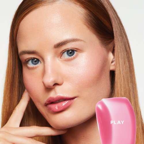 Saie Glossybounce High-Shine Hydrating Lip Gloss Oil - Sheer Tinted Lip Oil with Hyaluronic Acid + Jojoba Oil for Long-Lasting Moisture - Play (.17 oz)