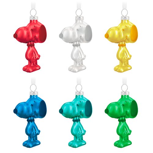 Hallmark Keepsake Christmas Ornaments 2023, The Peanuts Gang Snoopy, Glass Ornament, Set of 6, Gifts for Peanuts Fans