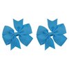 Hair Bow Set for Girls (2) 3 Inch Grosgrain Ribbon Hair Bows ~ Funny Girl Designs (Turquoise)