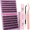 Individual Lashes Kit DIY Eyelash Extension Kit with 240PCS 40D Lash Clusters, Bond and Seal, Glue Remove and Tweezer 9-16MM Mix Eyelashes for Beginners Self Application DIY at Home, by FOINEMYED
