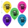 90's Party Supplies - Set of "I Love the 90's" 12 Inch Latex Balloons in Bright Yellow, Blue, Purple, Green, and Pink (20 Pack)