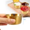Amytalk Ramekin Sauce Dipping Bowl Mini Sauce Cups Pudding Condiment Cups for Home Party Stainless Steel (Golden 12PCS 75ml)