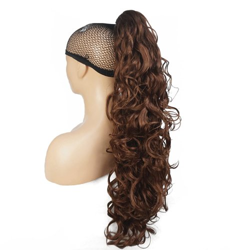 Lydell 30" Long Curly Styled Clip In Claw Ponytail Hair Extension Synthetic Hairpiece 280g with a jaw/claw clip (30 Medium Auburn)