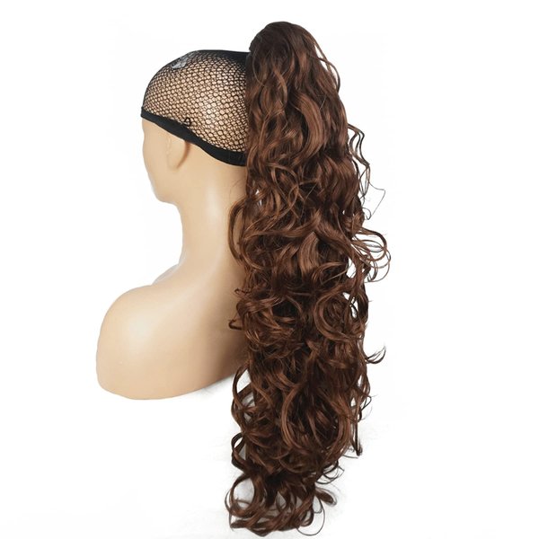 Lydell 30" Long Curly Styled Clip In Claw Ponytail Hair Extension Synthetic Hairpiece 280g with a jaw/claw clip (30 Medium Auburn)