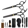 WeTest 12 PCS Hair Cutting Scissors Hair Cutting Shear Hairdressing Kit for Home, Salon, Barber, Gift, with Thinning Shears, Hair Razor Comb, Clips, Cape Kit, Black