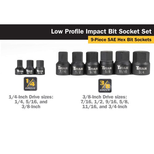 Titan 16140 Impact SAE Hex Bit Socket Set