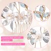 PAGOW 3 Pack Floral Leaf Hair Combs, Gold Rhinestone Crystal Hair Comb Clips, Hair Side Comb Clips, Fashion Hair Barrette Crystal Wedding Headpiece Hair Accessories For Bride, Bridesmaid, Women, Girls
