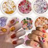 BELICEY 300Pcs Flower Nails Charm Wood Pulp 3D Flower Nail Charms Butterfly Acrylic Nails Accessories for Nail Art Decoration & DIY Crafting Design Flower Nail Charms Glitter Clear Bow Butterfly Nail