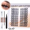 Lash Clusters Kit Fox Eye Manga Lash Extension Kit Natural Individual Lashes Kit Wispy Cat Eye DIY Eyelashes Clusters Extension Kit with Lash Bond and Seal Lash Applicator