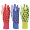 G & F 1852-3 Women Soft Jersey Garden Gloves, Women Work Gloves, 3-Pairs Green/Red/Blue per Pack