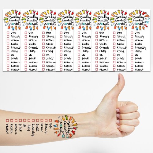 Dopetattoo Drink Around The World Tattoo Temporary Tattoos - Set Of 14 Fun & Colorful Stickers For Parties And Events