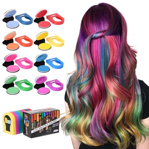 8 Colors Temporary Hair Chalk DIY Hair Dye for Girls,Washable Hair Color Makeup for Cosplay Hallo...