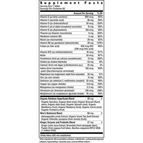 Rainbow Light Multivitamin for Men, Vitamin C, D & Zinc, Probiotics, Men's One Multivitamin Provides High Potency Immune Support, Non-GMO, Vegetarian, 60 Tablets