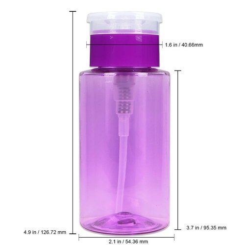 PANA 7oz Purple Push-Down Dispenser Bottle - 1 Bottle - Empty Refillable Pump Bottle for Nail Polish Remover