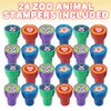ArtCreativity Zoo Animal Stampers for Kids, Set of 24, Assorted Pre-Inked Stampers, Animal Birthday Party Favors, Goodie Bag Fillers, Arts n Crafts Supplies Assignment Stamps for Teachers