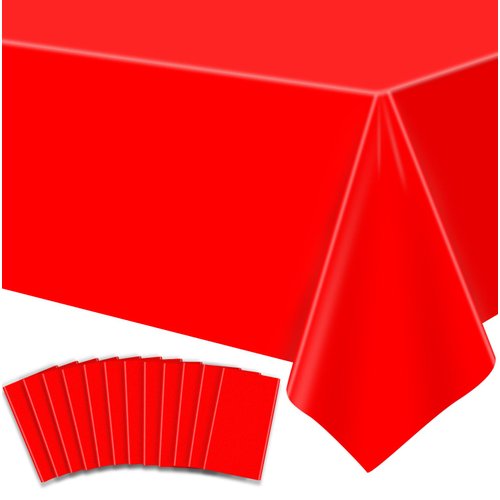Dvaorc 12 Pack Red Tablecloths Christmas Table Cloth Xmas Red Table Cover Christmas Party Tablecloth Rectangle Tablecloth for Christmas Holiday New Year Party Supplies 51x86IN (12)