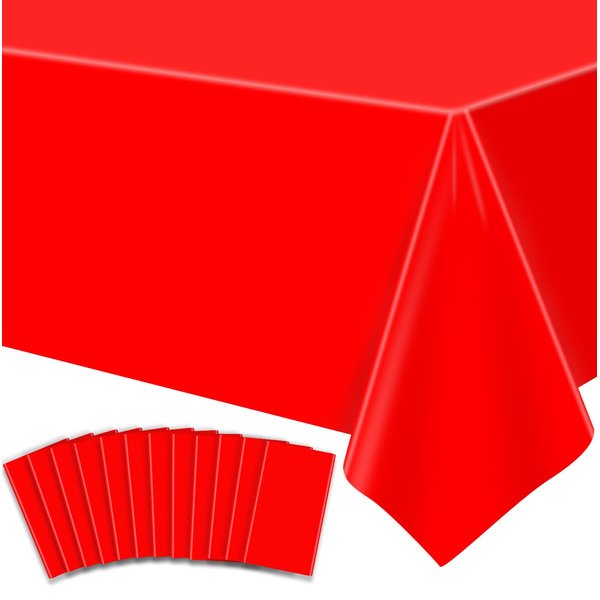 Dvaorc 12 Pack Red Tablecloths Christmas Table Cloth Xmas Red Table Cover Christmas Party Tablecloth Rectangle Tablecloth for Christmas Holiday New Year Party Supplies 51x86IN (12)