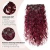 Burgundy Clip in Hair Extensions, Clip in Long Wavy Hair Extensions Human Hair 70G 7PCS Curly Clip in Hair Extensions for Women 18 Inch Long Remy Real Hair Hairpieces for Daily Party Use