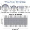 98 Pieces Silver Happy Birthday Decorations for 24 Guests Diamonds Silver Glitter Birthday Party Plates and Napkins Tablecloths Silver Birthday Tableware Set Baby Shower Wedding Party Favors