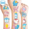 100 PCS Gender Reveal Temporary Tattoos Themed Birthday Party Decorations Favors Supplies Decor Baby Boy Or Girl Pink And Blue Tattoo Stickers Gifts For Game Kids Boys Girls Classroom School Prizes