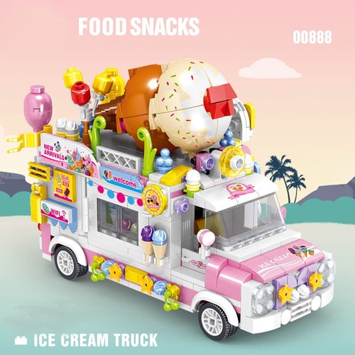 Ulanlan Ice Cream Truck Building Set for Age 8 9 10 11 12 Year Old Kids, Mini Blocks STEM Toy Building Sets for Girls, Girls Building Block Construction Kits, Best Birthday Gift for Girls 593pcs