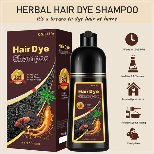 Fvquhvo Instant Silver Gray Hair Color Shampoo (3 in 1), 16.9 Fl Oz, Long Lasting,Unscented,Natural Dye Shampoo for Women Men