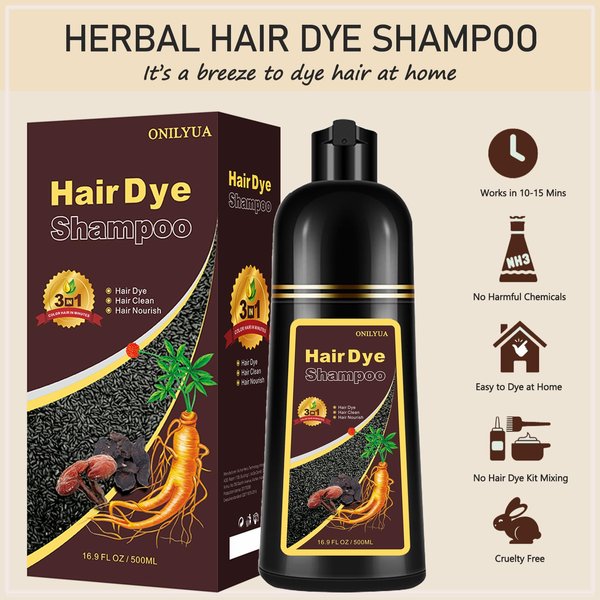 Fvquhvo Instant Silver Gray Hair Color Shampoo (3 in 1), 16.9 Fl Oz, Long Lasting,Unscented,Natural Dye Shampoo for Women Men