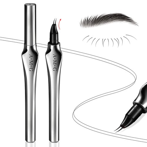 HOSAILY Curved Eyebrow Pen, 2 in 1 Waterproof Long Lasting Eyebrow Pencil Double Tip Lower Eyelash Pencil with 30° Curved Tip, Smudge Proof Microblading Eyebrow Pen Liquid Eye Makeup, 03 Grey