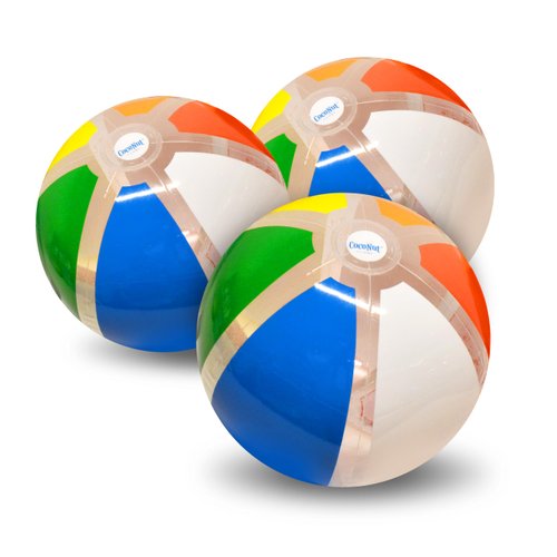 CocoNut Outdoor Small Rainbow Beach Ball 3 Pack - 3 Small Rainbow Colored Inflatable Beach Balls - Perfect for Summer, Swim Parties & Water Games