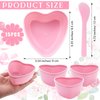 Teenyyou 10 Sets Facial Bowls Plastic Heart Shaped Facial Mask Mixing Bowl with Spatula Pink Facemask Bowl DIY Skin Care Mixing Tool Kit Esthetician Supplies for Lady Women Home Beauty Salon